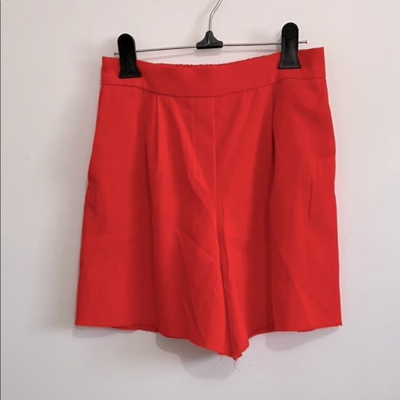 Babaton Flame Orange Pleated High Waist Trouser Shorts size 0 - Picture 2 of 3
